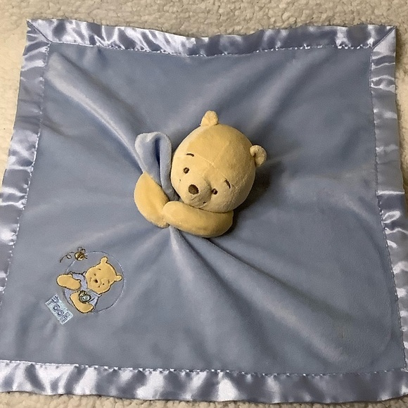 Disney Baby Winnie the Pooh Rattle Lovey Security Blanket Plush Snuggle Animal - Picture 1 of 7